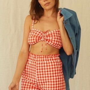 Lykke Wullf melon gingham check bralette (brown check)